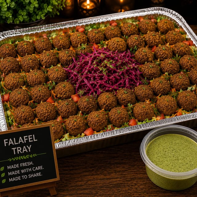 Falafel Tray + Tahini Sauce.