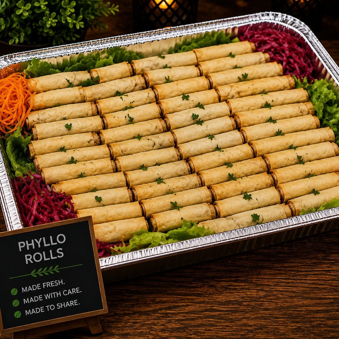Phyllo Rolls (FETA) Tray.