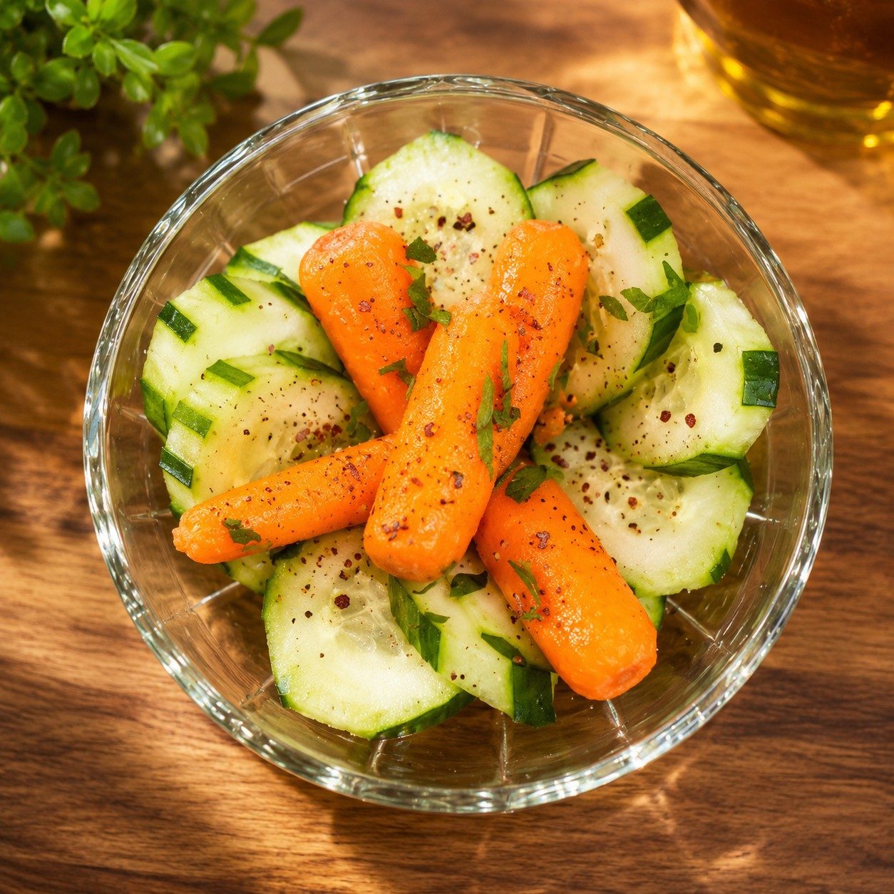 Sliced Cucumber & Baby Carrots.